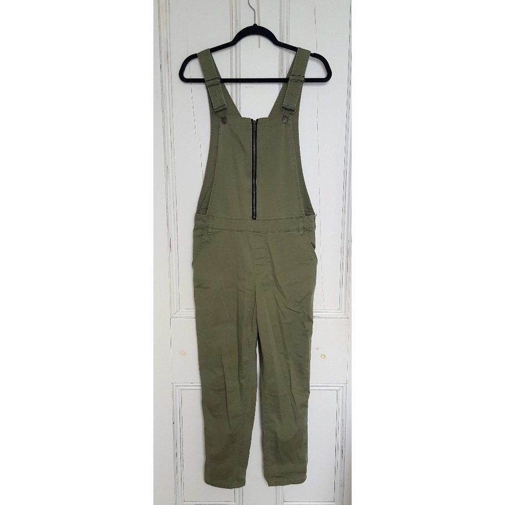 Khaki green overalls with zipper